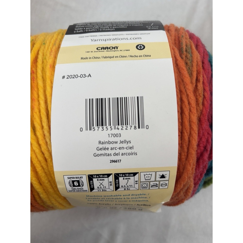 2 Yarnspirations Caron Chunky Cakes Yarn Rainbow Jellys 9.8oz Each 100% Acrylic - Picture 3 of 6